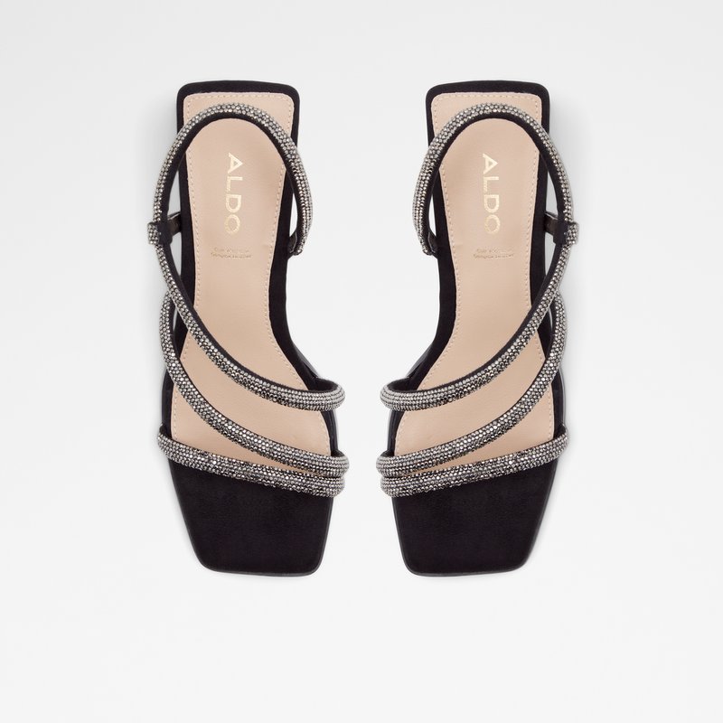 Aldo sandale na srednje visoku petu GANNATERIEL TEX MIX MAT - crna 5