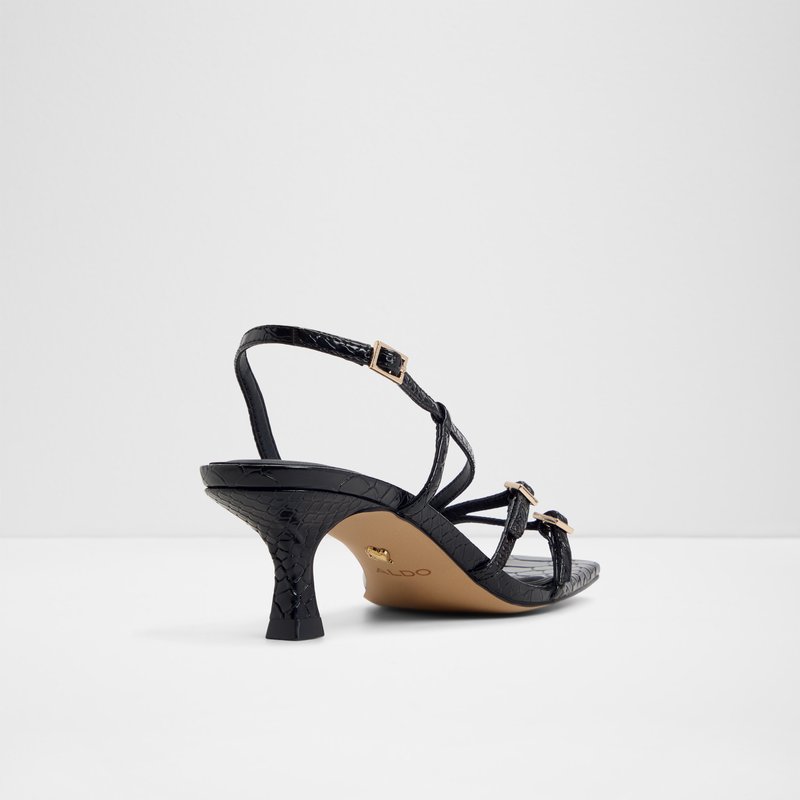 Aldo sandale na srednje visoku petu HARLIE SYN EMB LIZARD - crna 2