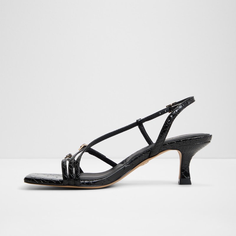 Aldo sandale na srednje visoku petu HARLIE SYN EMB LIZARD - crna 6