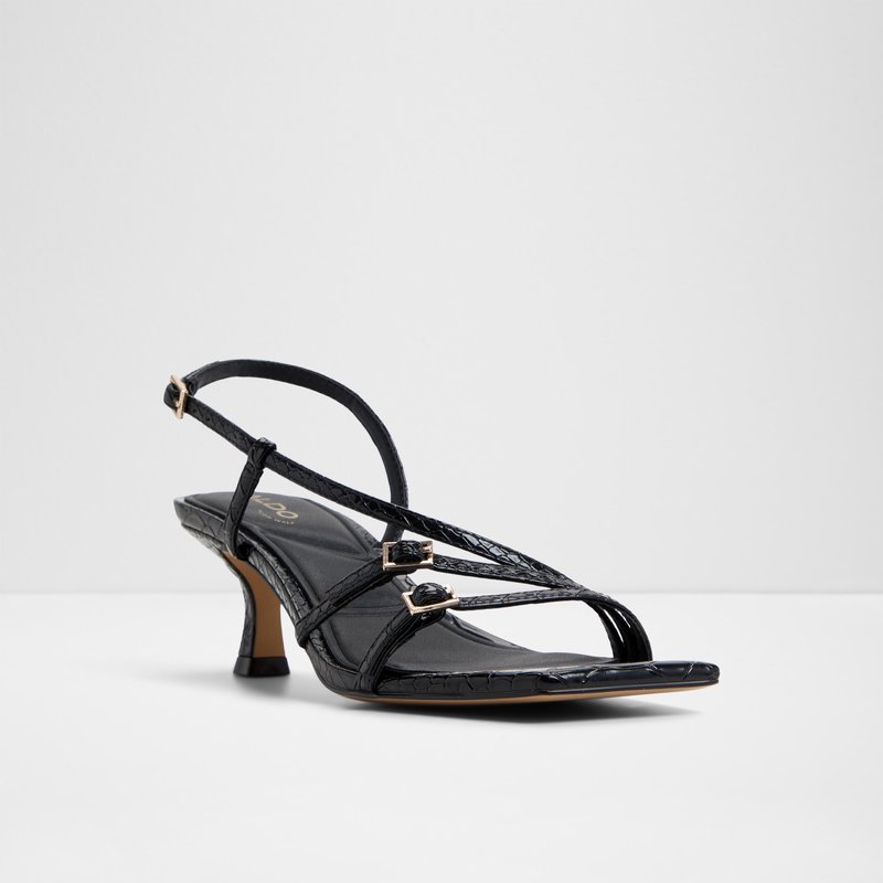Aldo sandale na srednje visoku petu HARLIE SYN EMB LIZARD - crna 3