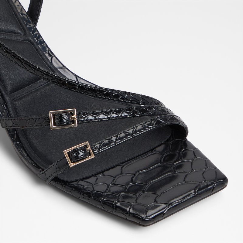 Aldo sandale na srednje visoku petu HARLIE SYN EMB LIZARD - crna 4