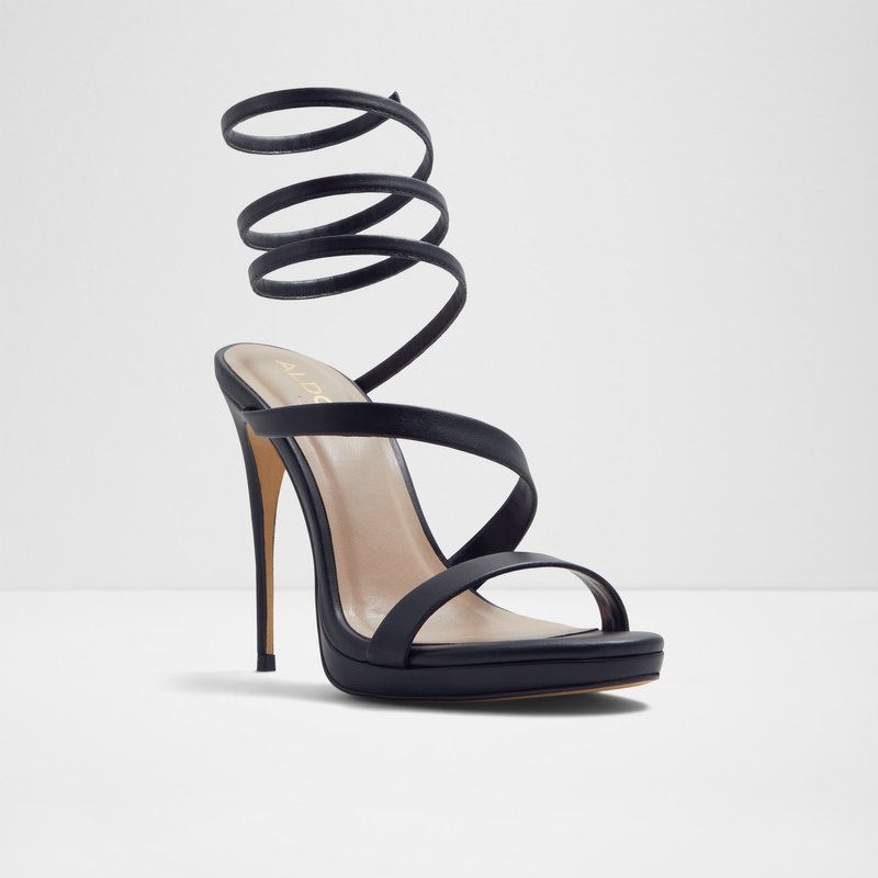 Aldo sandale na visoku petu KATSWIRL SYN SMOOTH - crna 3