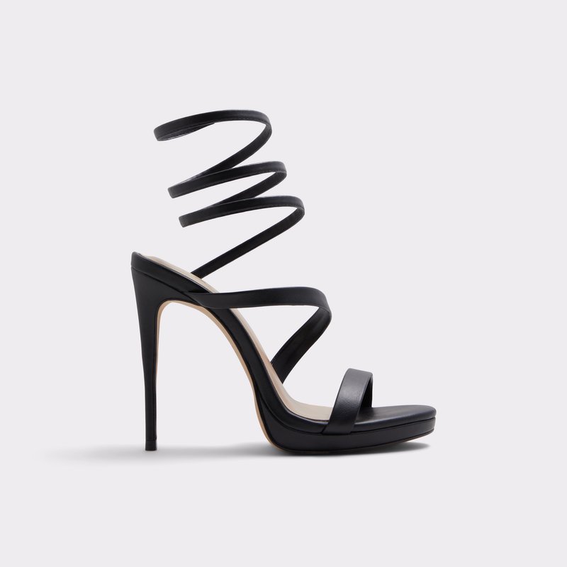 Aldo sandale na visoku petu KATSWIRL SYN SMOOTH - crna 1