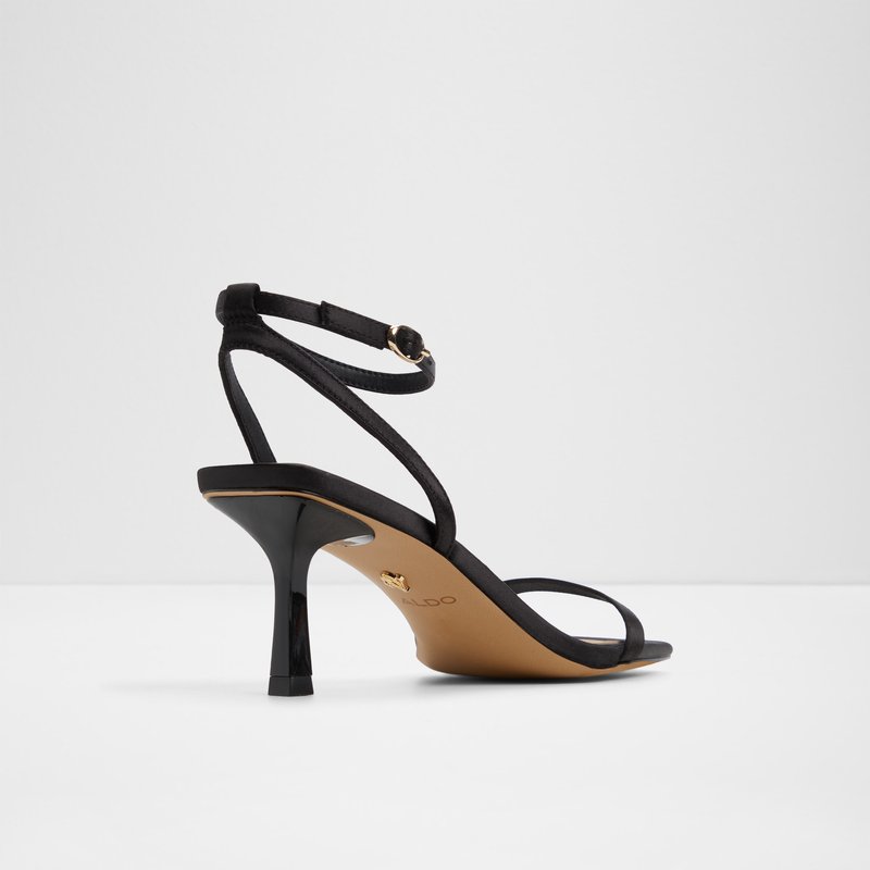 Aldo sandale na srednje visoku petu KIRRI TEX SATIN - crna 6