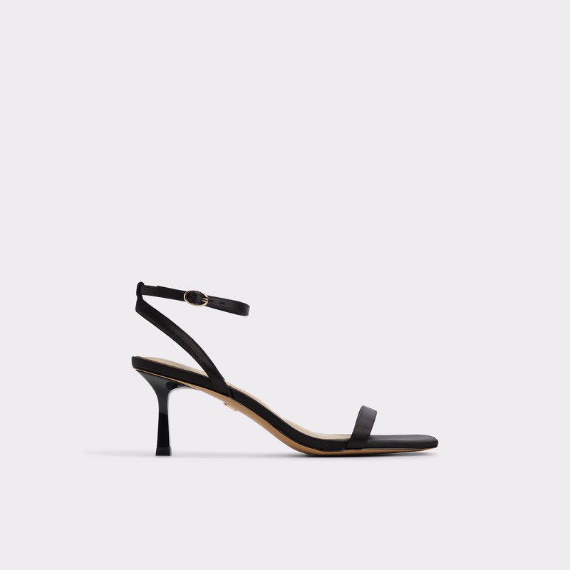 Aldo sandale na srednje visoku petu KIRRI TEX SATIN - crna 1
