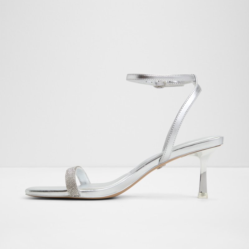 Aldo sandale na srednje visoku petu KIRRI SYN METALLIC - srebrna 2
