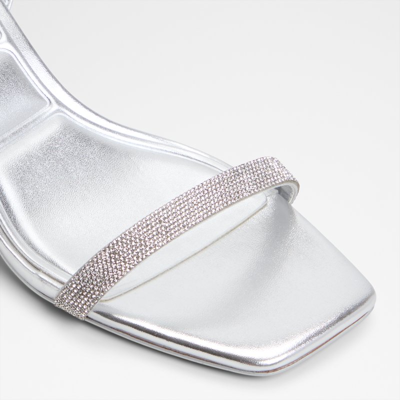 Aldo sandale na srednje visoku petu KIRRI SYN METALLIC - srebrna 4
