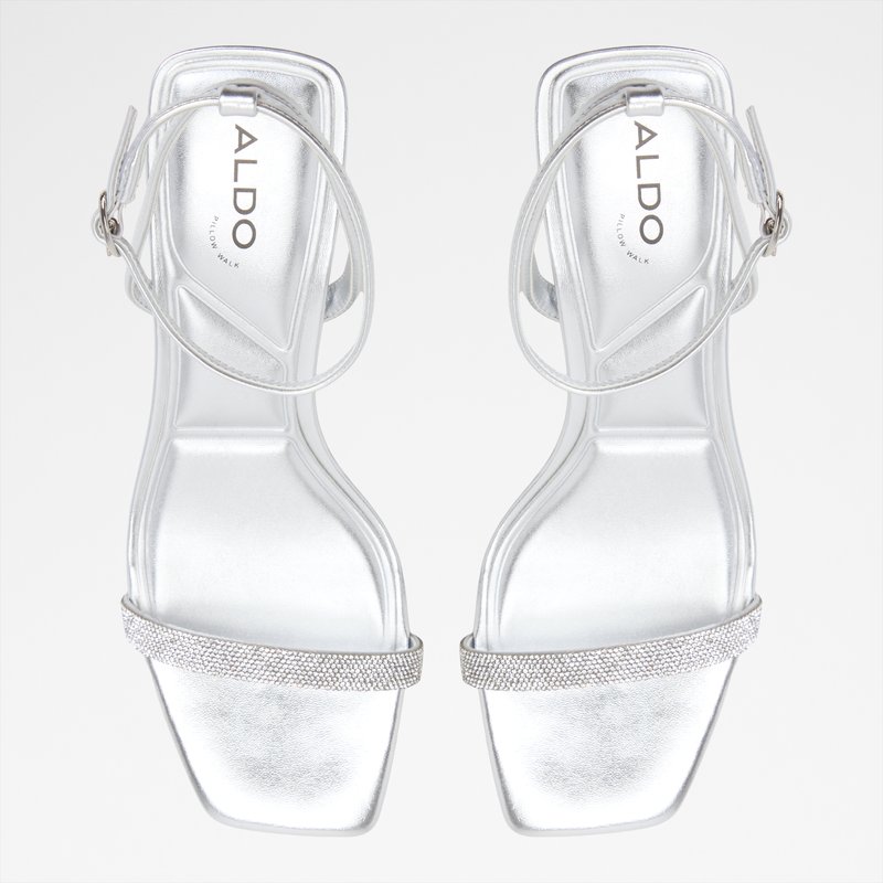Aldo sandale na srednje visoku petu KIRRI SYN METALLIC - srebrna 5
