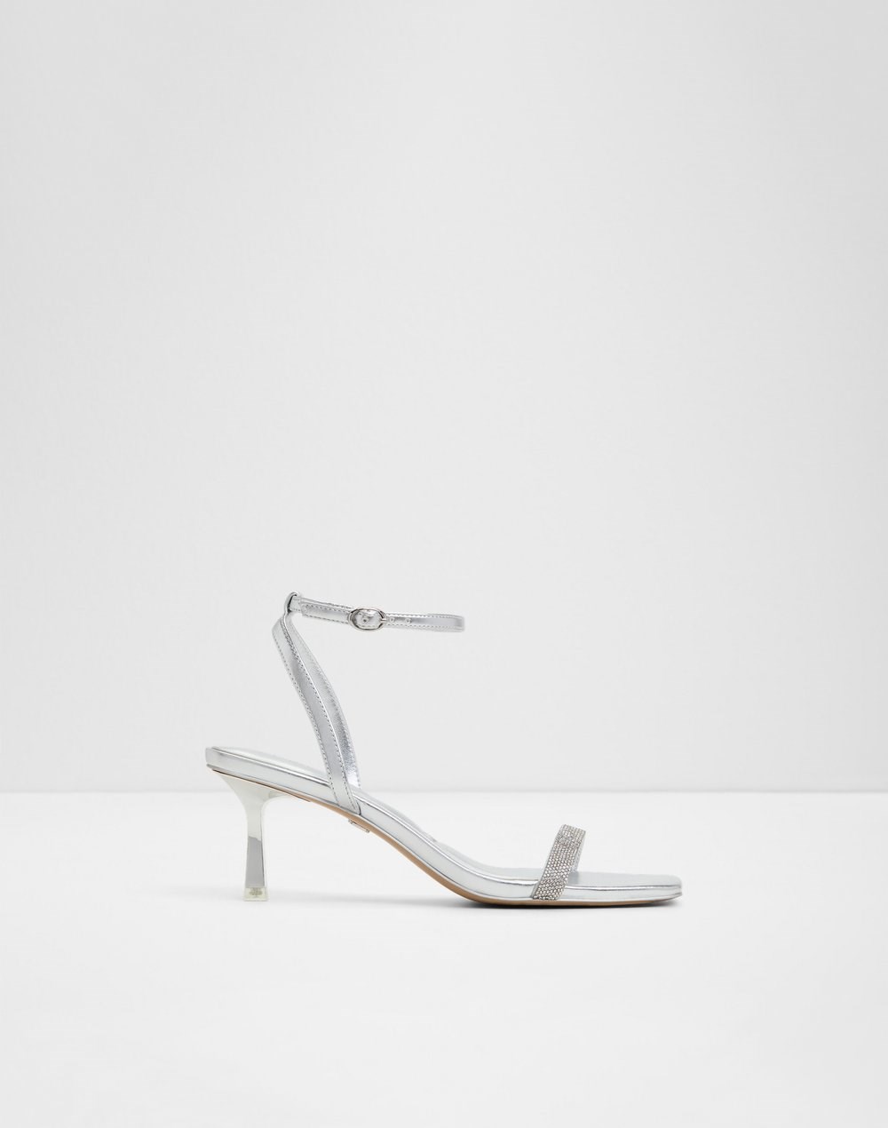 Aldo sandale na srednje visoku petu KIRRI SYN METALLIC - srebrna