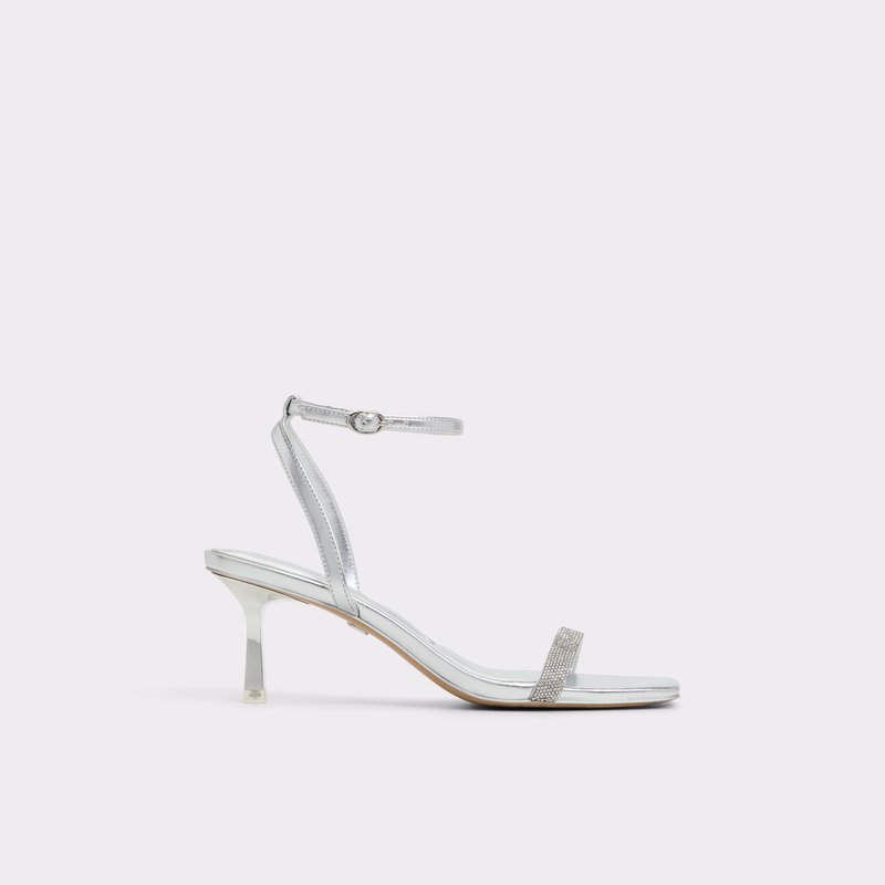 Aldo sandale na srednje visoku petu KIRRI SYN METALLIC - srebrna 1