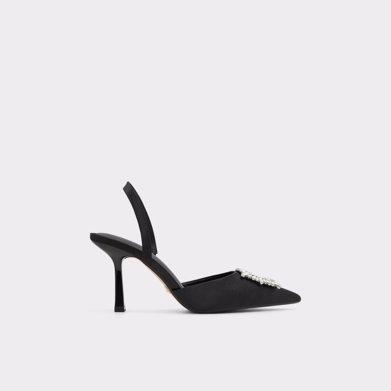 Aldo sandale na srednje visoku petu LAREINE TEX SATIN - crna 1