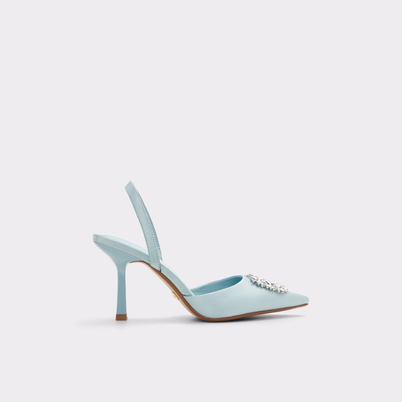 Aldo sandale na srednje visoku petu LAREINE TEX SATIN - plava 1