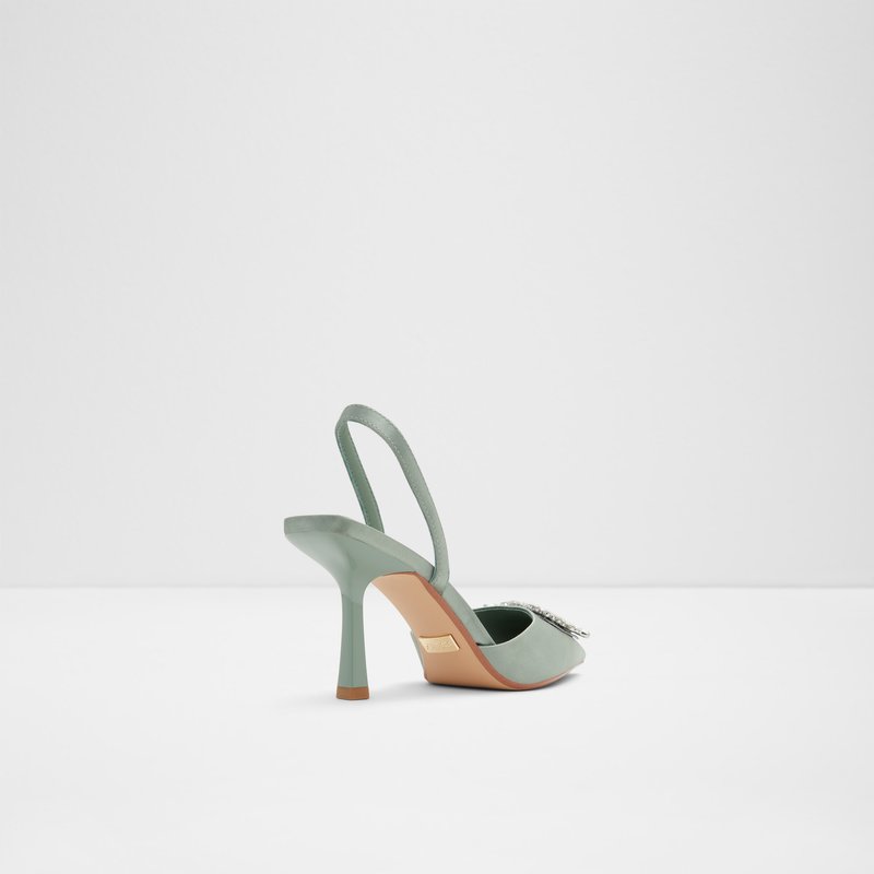 Aldo sandale na srednje visoku petu LAREINE TEX SATIN - zelena 3