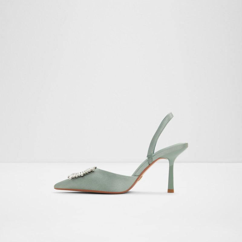Aldo sandale na srednje visoku petu LAREINE TEX SATIN - zelena 4