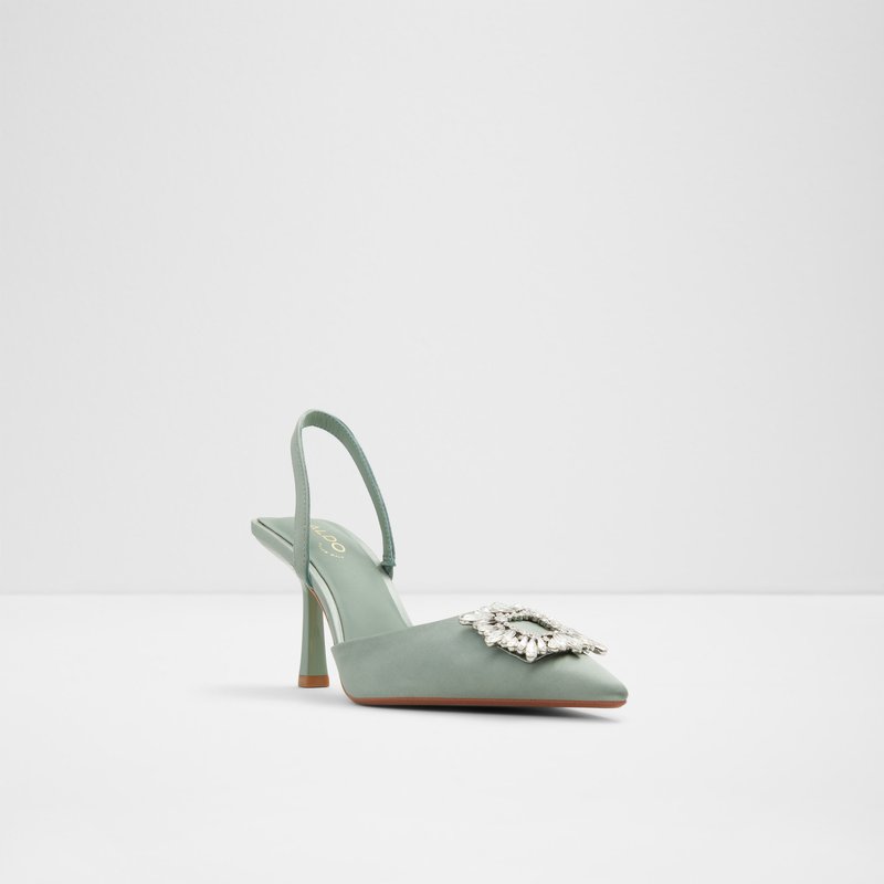 Aldo sandale na srednje visoku petu LAREINE TEX SATIN - zelena 5