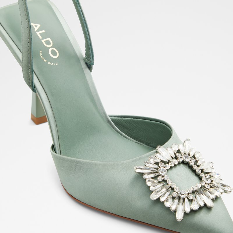 Aldo sandale na srednje visoku petu LAREINE TEX SATIN - zelena 6