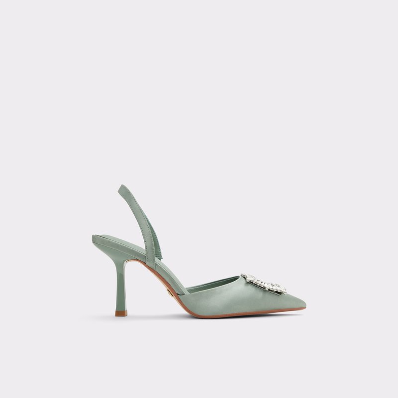 Aldo sandale na srednje visoku petu LAREINE TEX SATIN - zelena 1