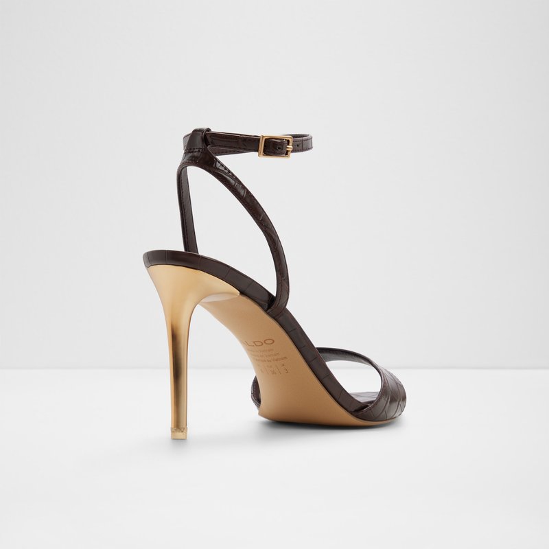 Aldo sandale na srednje visoku petu LEANDRA SYN EMB CROCO - smeđa 2