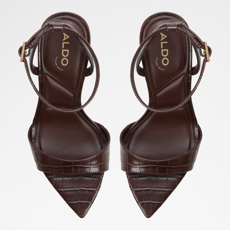 Aldo sandale na srednje visoku petu LEANDRA SYN EMB CROCO - smeđa 5