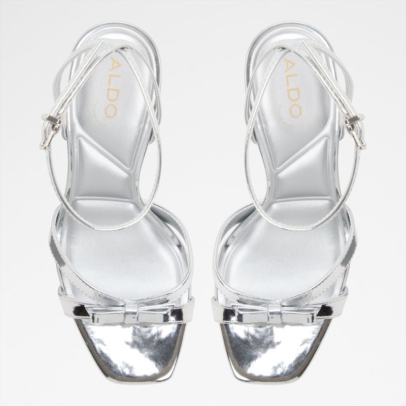Aldo sandale na srednje visoku petu LEESIA SYN MIRROR - srebrna 5