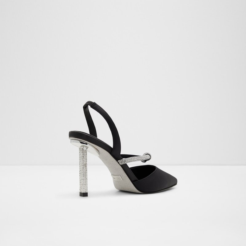 Aldo sandale na visoku petu LEILI TEX SATIN - crna 4
