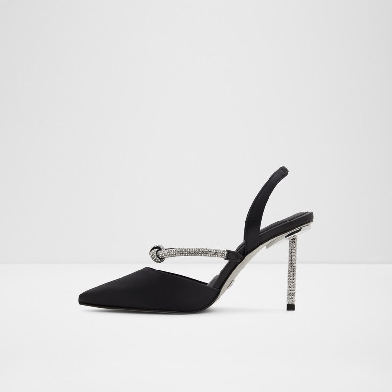 Aldo sandale na visoku petu LEILI TEX SATIN - crna 2