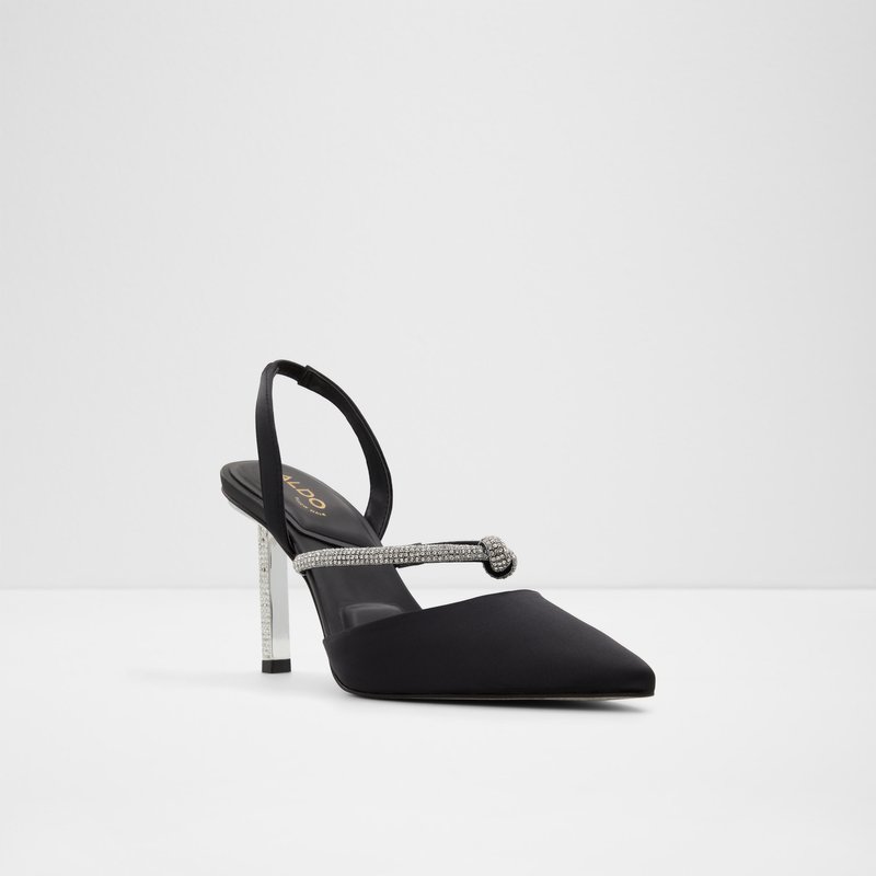 Aldo sandale na visoku petu LEILI TEX SATIN - crna 3