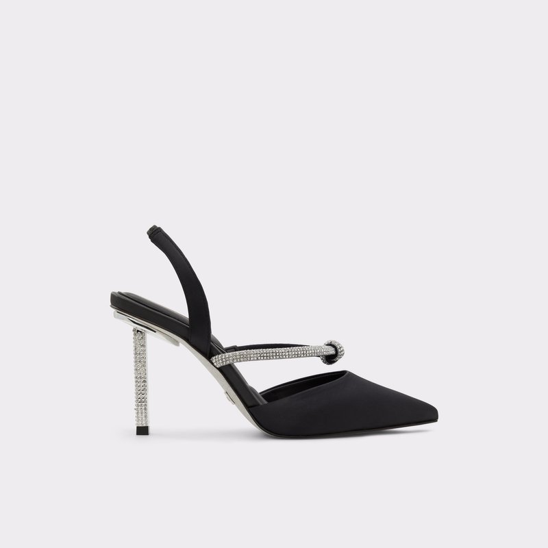 Aldo sandale na visoku petu LEILI TEX SATIN - crna 1