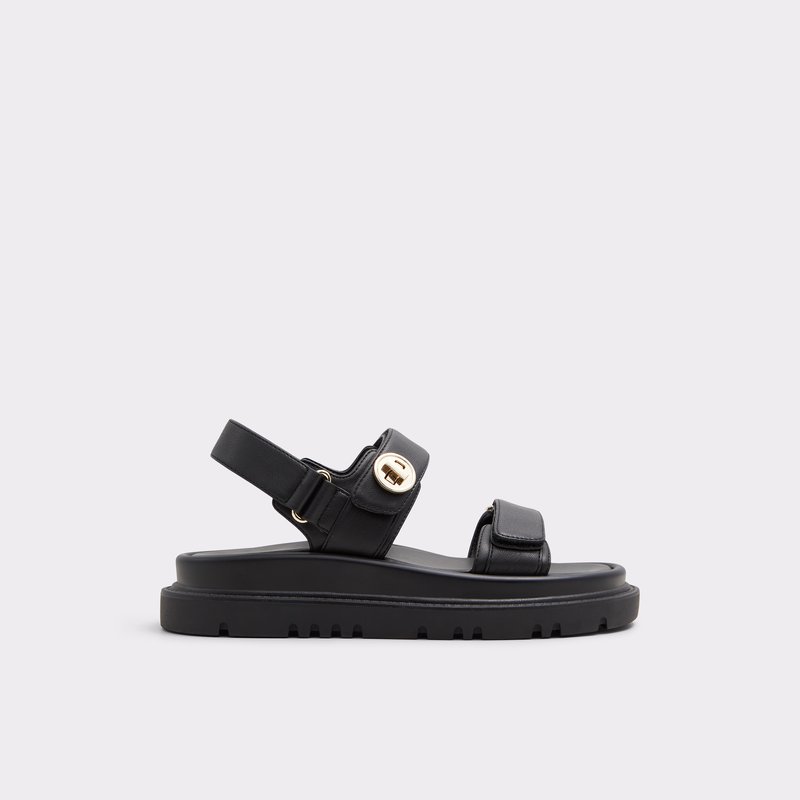 Aldo ravne sandale LINETTE SYN SMOOTH - crna 1