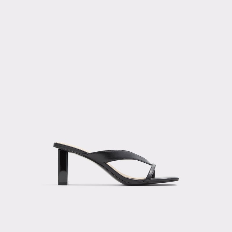 Aldo sandale na visoku petu LORETTA SYN SMOOTH - crna 1