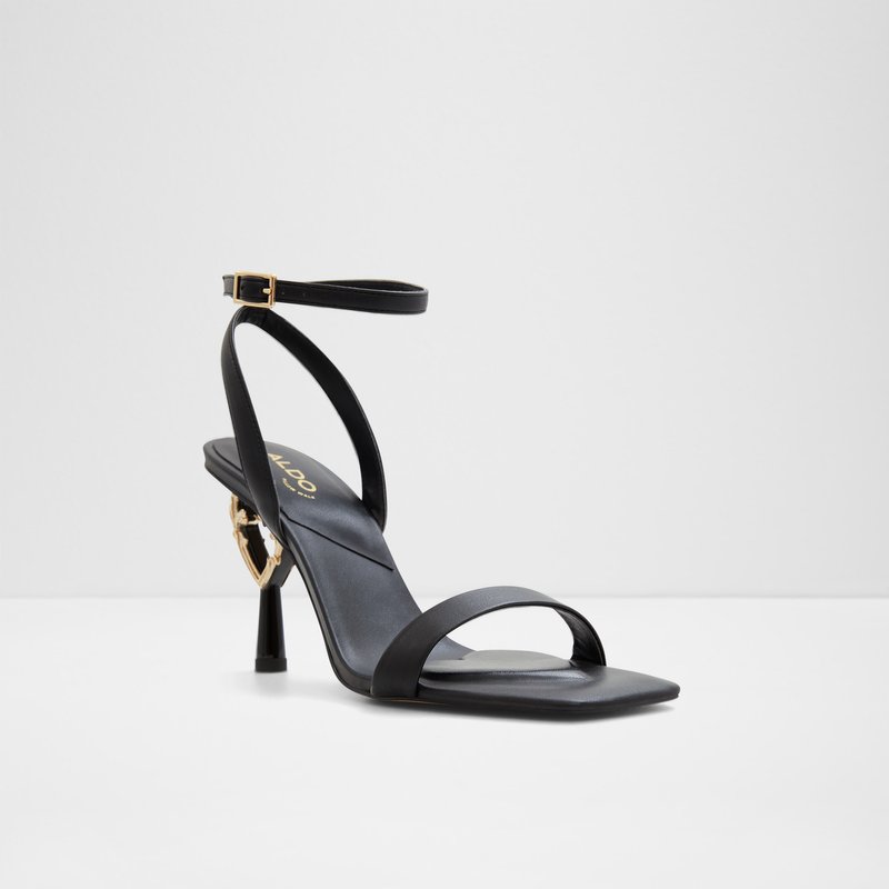 Aldo sandale na visoku petu LOVETHRONE SYN SMOOTH - crna 4