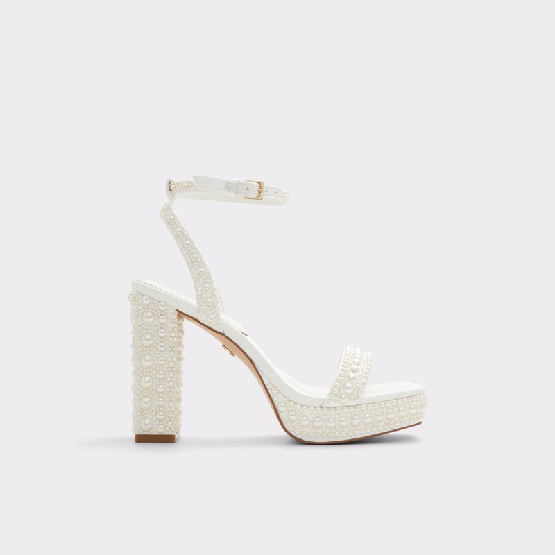 Aldo sandale na visoku petu LULU TEX MIX MAT - bijela 1
