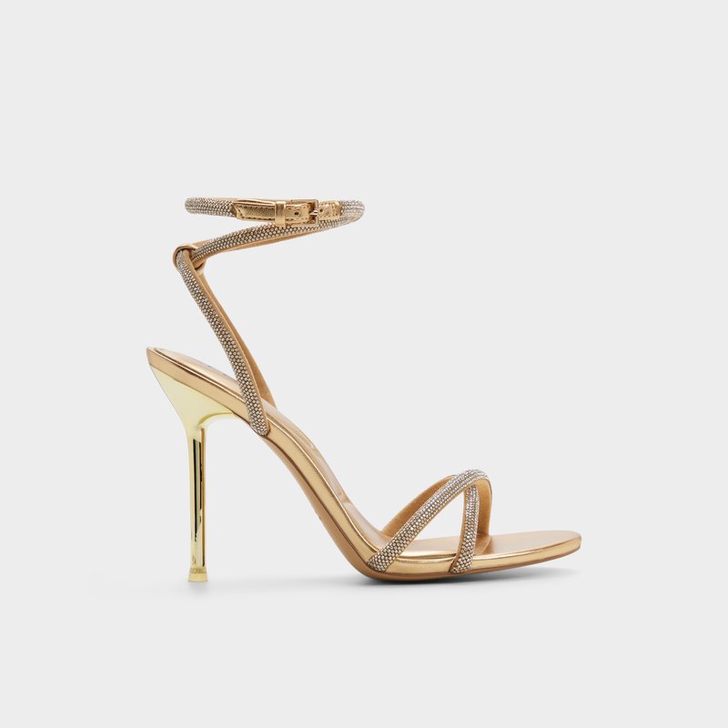Aldo sandale na visoku petu MANAELDEN TEX METALLIC - zlatna 1