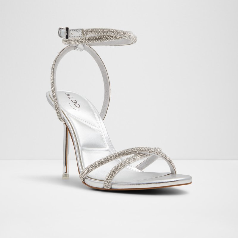 Aldo sandale na visoku petu MANAELDEN TEX METALLIC - srebrna 3