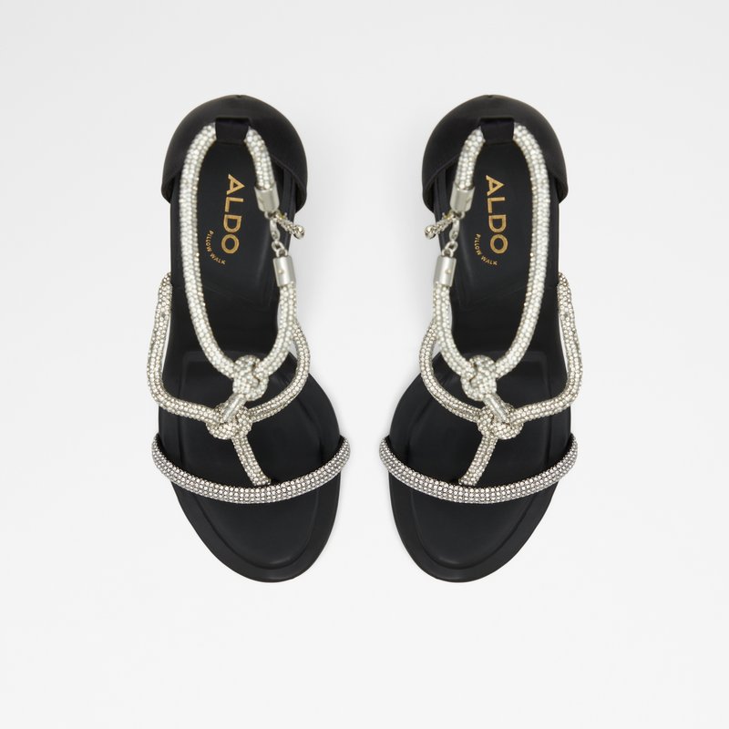 Aldo sandale na visoku petu MARJAN TEX SATIN - crna 5