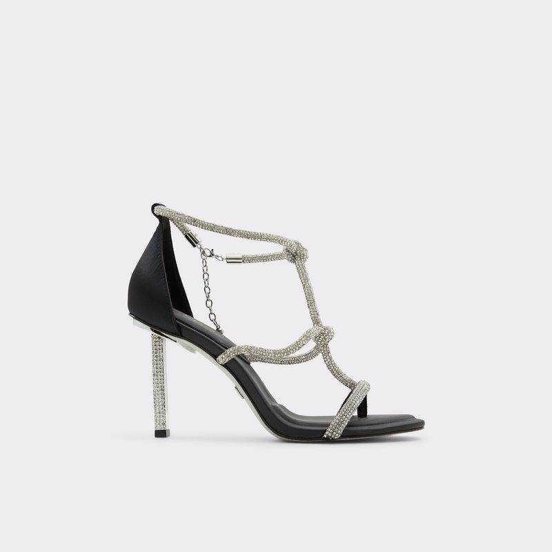 Aldo sandale na visoku petu MARJAN TEX SATIN - crna 1