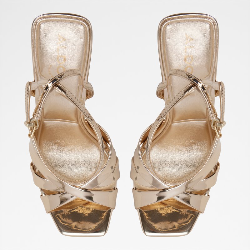Aldo sandale na visoku petu METEORA LEA METALLIC - zlatna 5