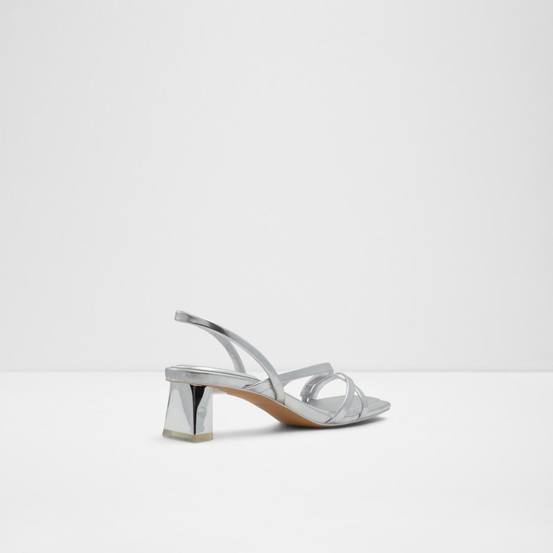 Aldo sandale na srednje visoku petu MINIMA SYN METALLIC - srebrna 6