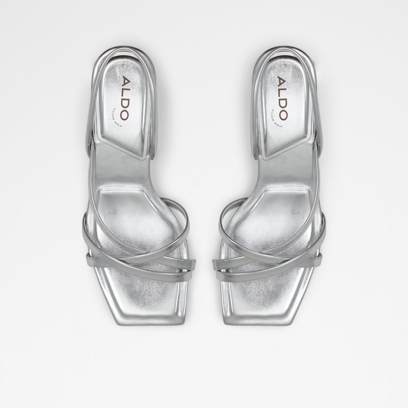 Aldo sandale na srednje visoku petu MINIMA SYN METALLIC - srebrna 5