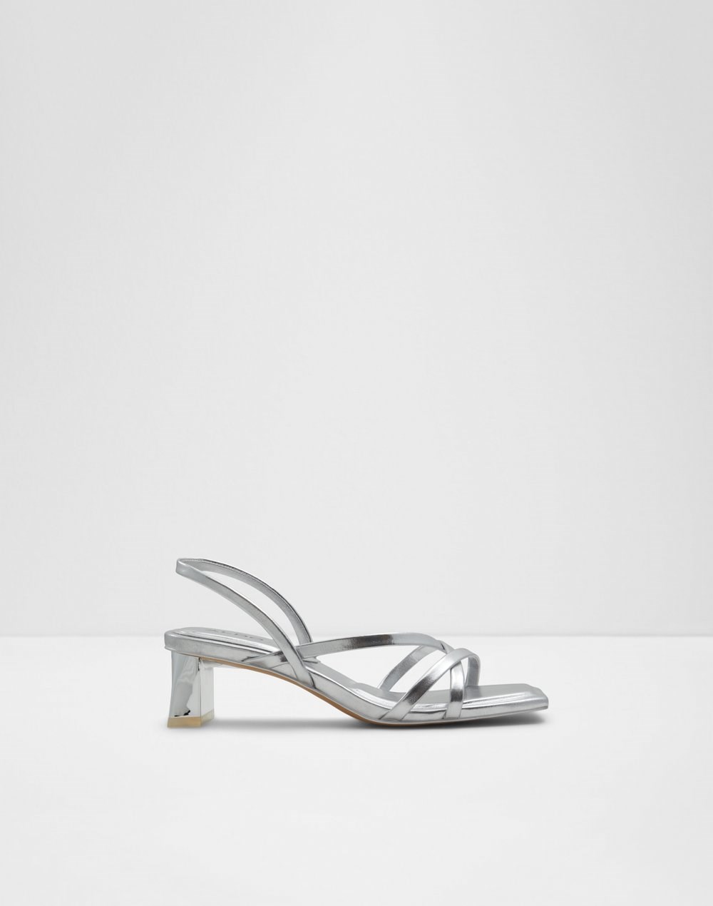 Aldo sandale na srednje visoku petu MINIMA SYN METALLIC - srebrna
