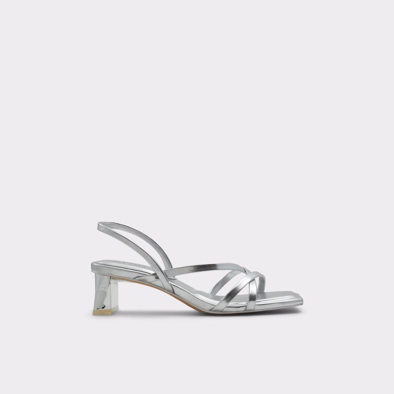 Aldo sandale na srednje visoku petu MINIMA SYN METALLIC - srebrna 1