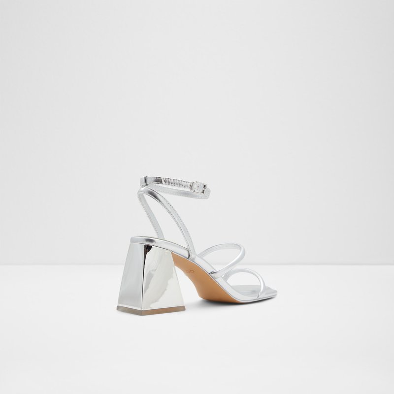 Aldo sandale na srednje visoku petu MIRAN SYN METALLIC - srebrna 6