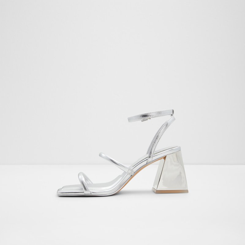 Aldo sandale na srednje visoku petu MIRAN SYN METALLIC - srebrna 2