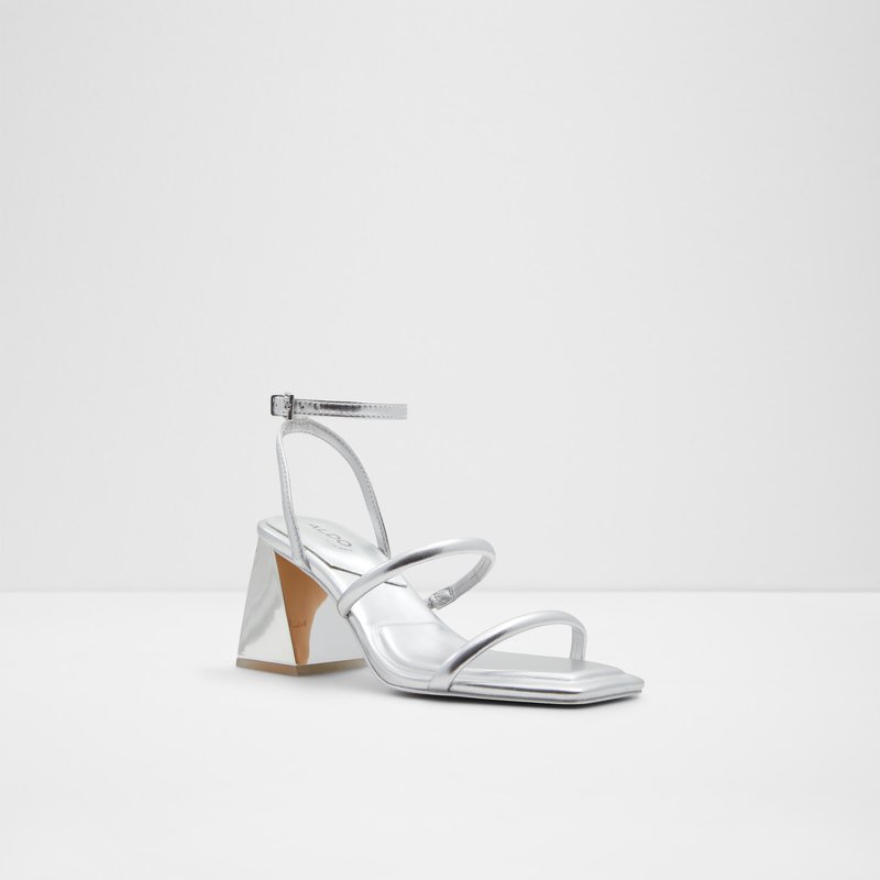 Aldo sandale na srednje visoku petu MIRAN SYN METALLIC - srebrna 3