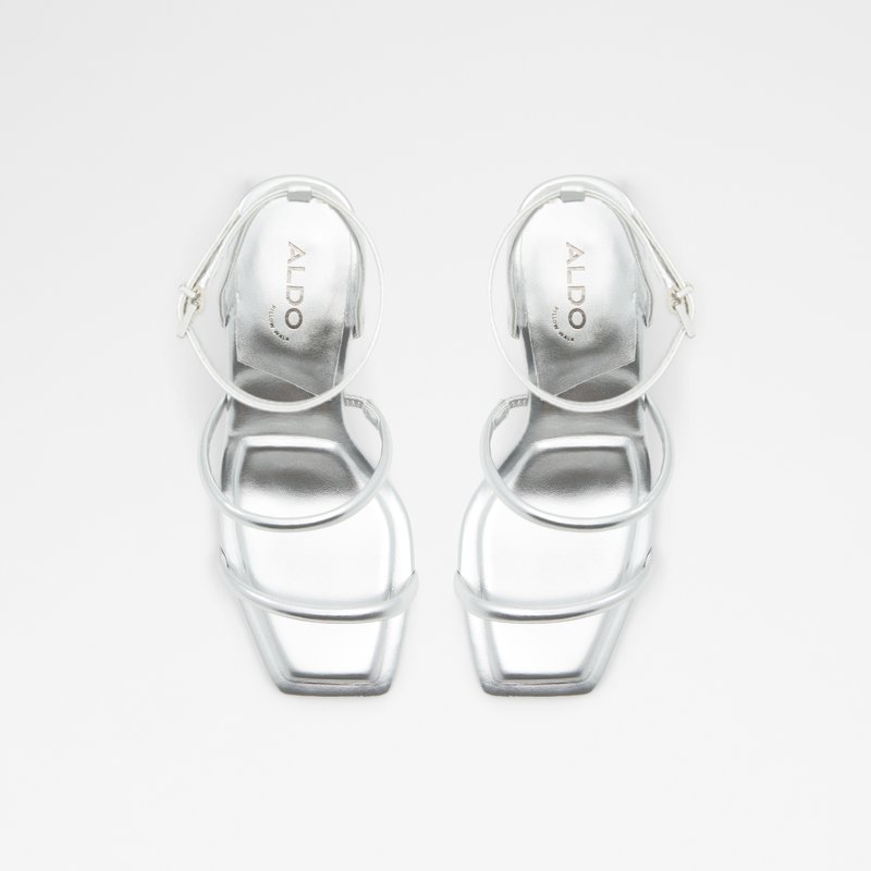 Aldo sandale na srednje visoku petu MIRAN SYN METALLIC - srebrna 5