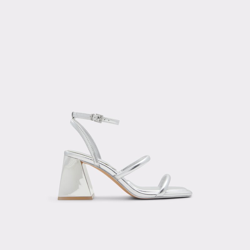 Aldo sandale na srednje visoku petu MIRAN SYN METALLIC - srebrna 1