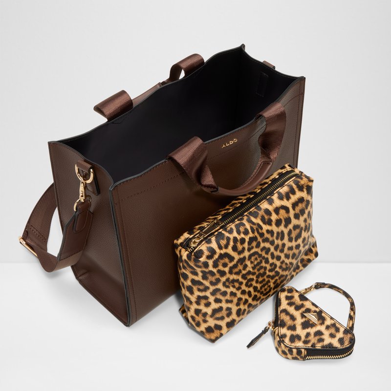 Aldo satchel torba s dodatnom unutarnjom torbicom i torbicom za kovanice MTL72BAG SYN MIX MAT - smeđa 4
