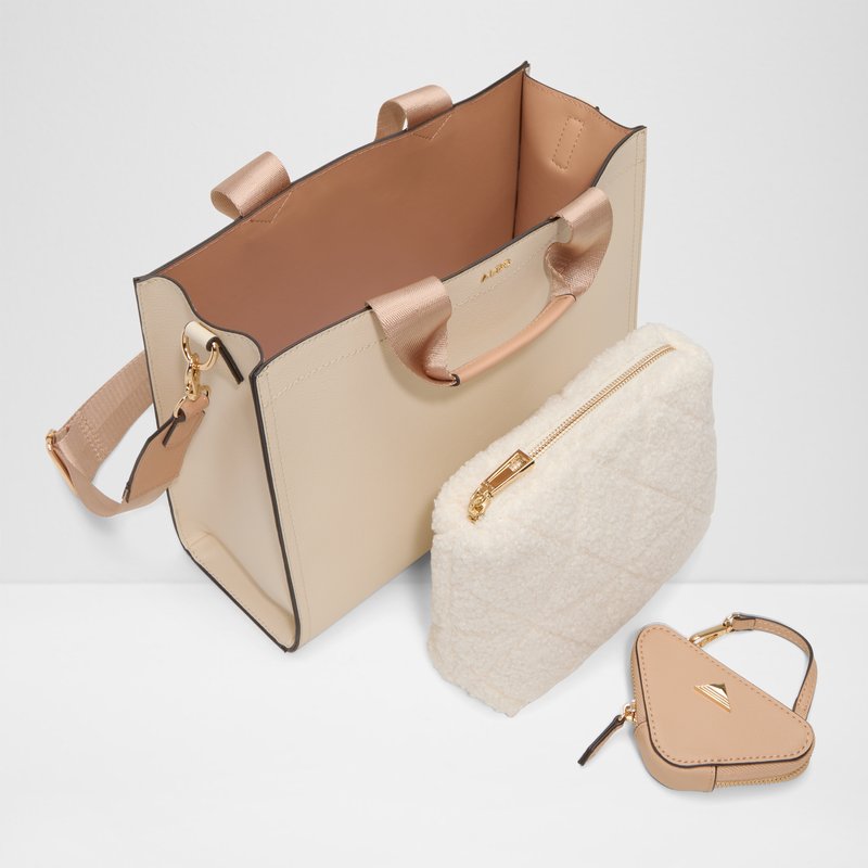 Aldo satchel torba s dodatnom unutarnjom torbicom i torbicom za kovanice MTL72BAG SYN MIX MAT - bež 4