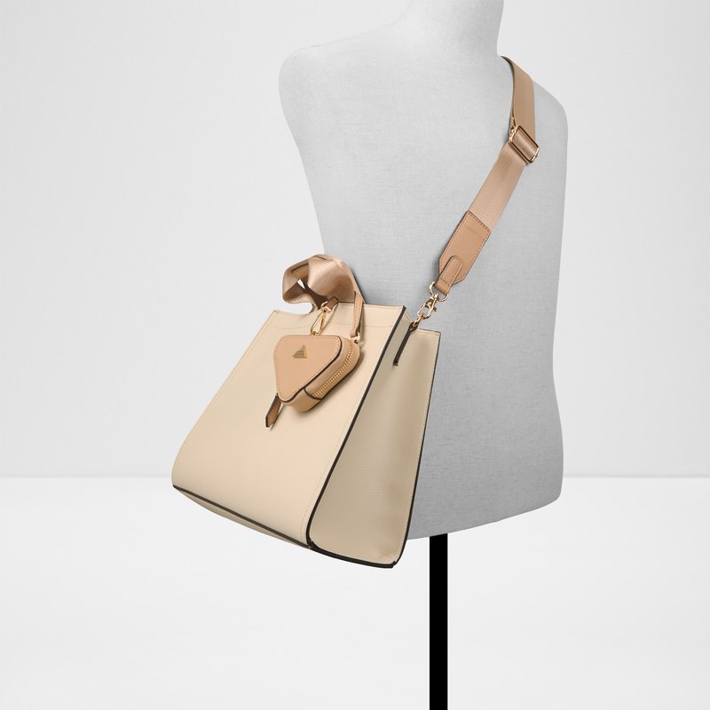 Aldo satchel torba s dodatnom unutarnjom torbicom i torbicom za kovanice MTL72BAG SYN MIX MAT - bež 3