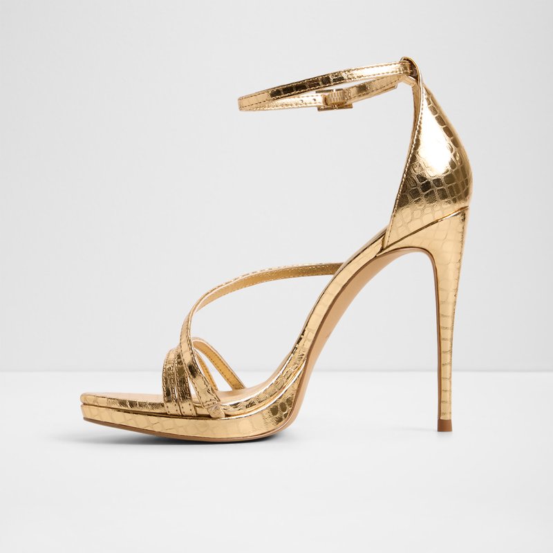 Aldo sandale na visoku petu ODELLA LEA EMB CROCO - zlatna 2